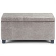 Simpli Home Dover Faux Leather Storage Ottoman Bench in Gray Taupe