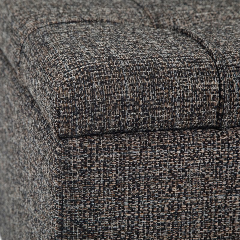 Harrison 36 in. W Coffee Table Storage Ottoman in Ebony Gray Tweed Look Fabric