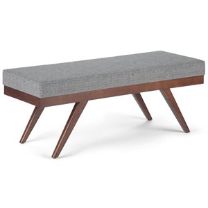 Saxon 43&quotWD Rectangle Storage Ottoman Bench in Dove Gray Linen Look Fabric