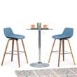 Randolph 28 inch Seat Height Mid Century Modern Bentwood Counter/Bar Height Stool in Medium Blue Linen Look Fabric (Set of 2)