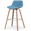 Randolph 28 inch Seat Height Mid Century Modern Bentwood Counter/Bar Height Stool in Medium Blue Linen Look Fabric (Set of 2)