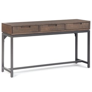Banting 54&quot W SOLID HARDWOOD and Metal Industrial Console Table in Walnut Brown