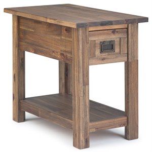 Simpli Home Monroe SOLID ACACIA WOOD 14 &quot Rectangle Rustic Narrow Side Table in Rustic Natural Aged Brown