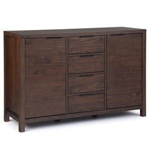 Simpli Home Hollander Wood 54&quot Contemporary Sideboard Buffet in Warm Walnut Brown