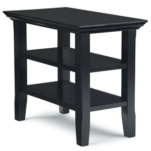 Simpli Home Acadian Wood 14&quot Rectangle Transitional Narrow Side Table in Black