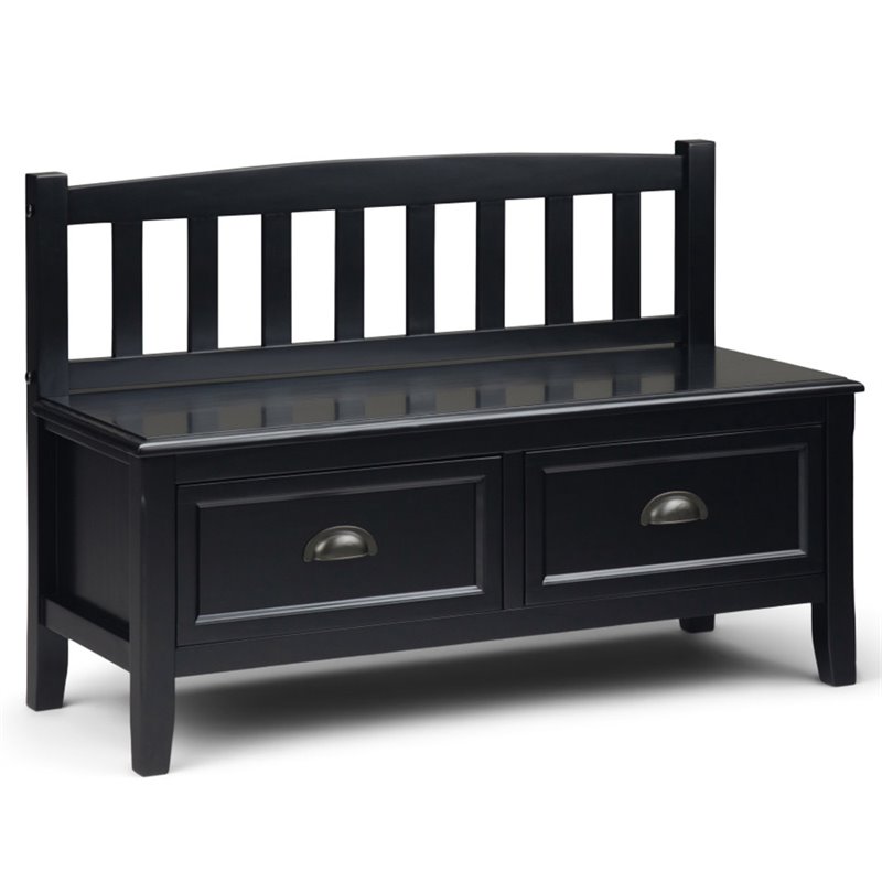 Burlington Wood 42 inch Wide Transitional Entryway Bench with Drawers in Black