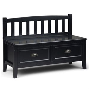 Burlington Wood 42 inch Wide Transitional Entryway Bench with Drawers in Black