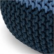 Simpli Home Nikki Boho Round Hand Knit Pouf in Blue and Navy Blue Cotton