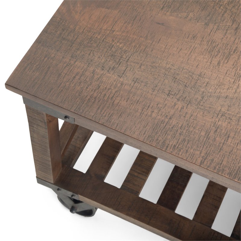 Simpli Home Harding Solid Mango Wood Square Coffee Table - Distressed Dark Brown