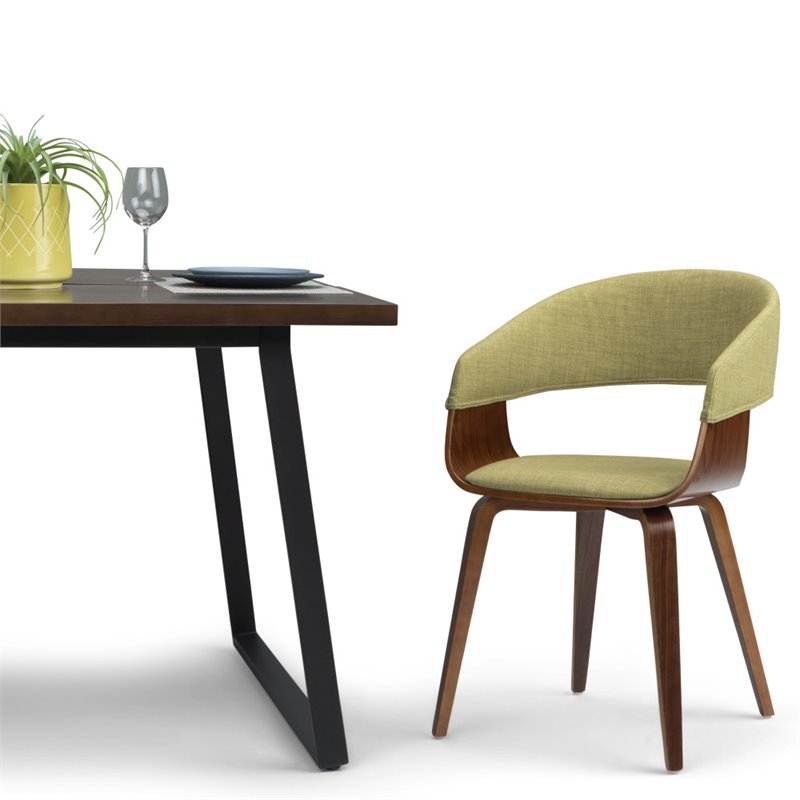 Simpli Home Lowell Solid Wood Dining Chair in Acid Green Linen