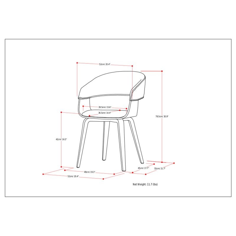 Simpli Home Lowell Contemporary Solid Wood Dining Chair in Blue