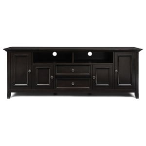 Simpli Home Amherst 72&quot Wide Solid Wood TV Media Stand in Hickory Brown