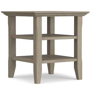 Simpli Home Acadian Wood 19&quot Square Transitional End Table in Gray