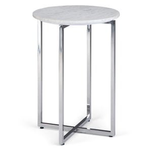Marsden Modern 18&quot Metal Accent Side Table with Stainless Steel Base in White