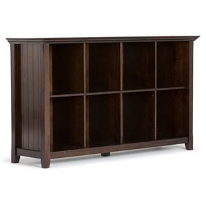 Simpli Home Acadian Wood 57&quot Transitional 8 Cube Sofa Table in Brunette Brown