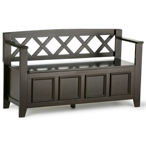 Simpli Home Amherst Solid Wood Entryway Lift-Top Storage Bench in Hickory Brown
