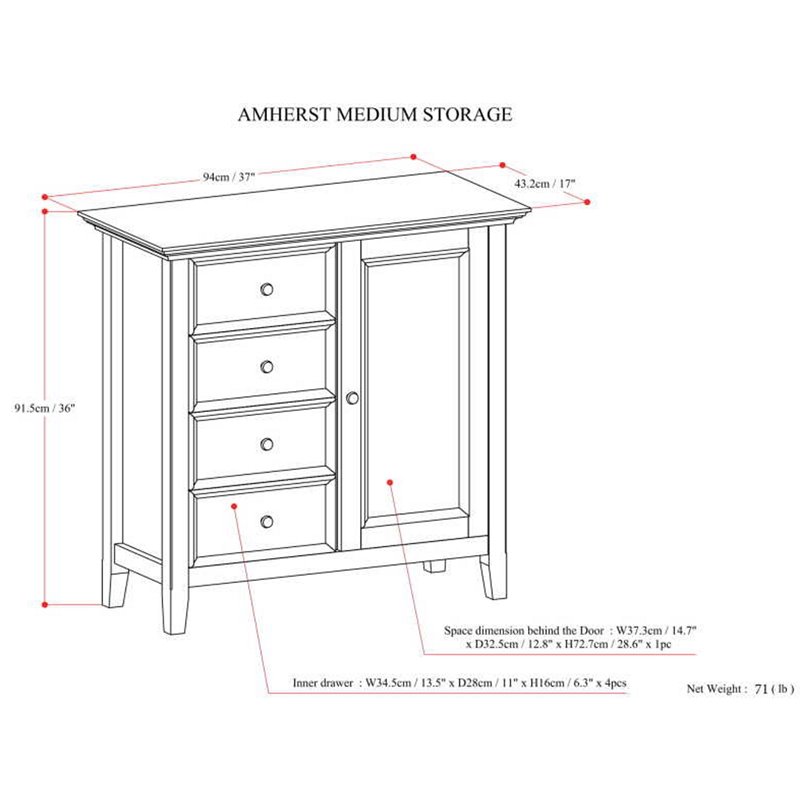 Simpli Home Amherst Solid Wood Medium Storage Cabinet in Hickory Brown