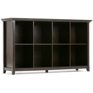 Simpli Home Amherst 57&quotWD Wood 8 Cube Storage Sofa Table in Hickory Brown