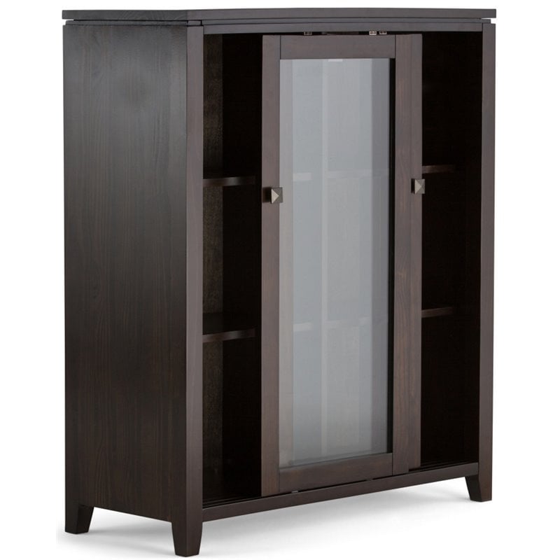 Simpli Home Cosmopolitan Solid Wood Medium Storage Cabinet in Mahogany Brown