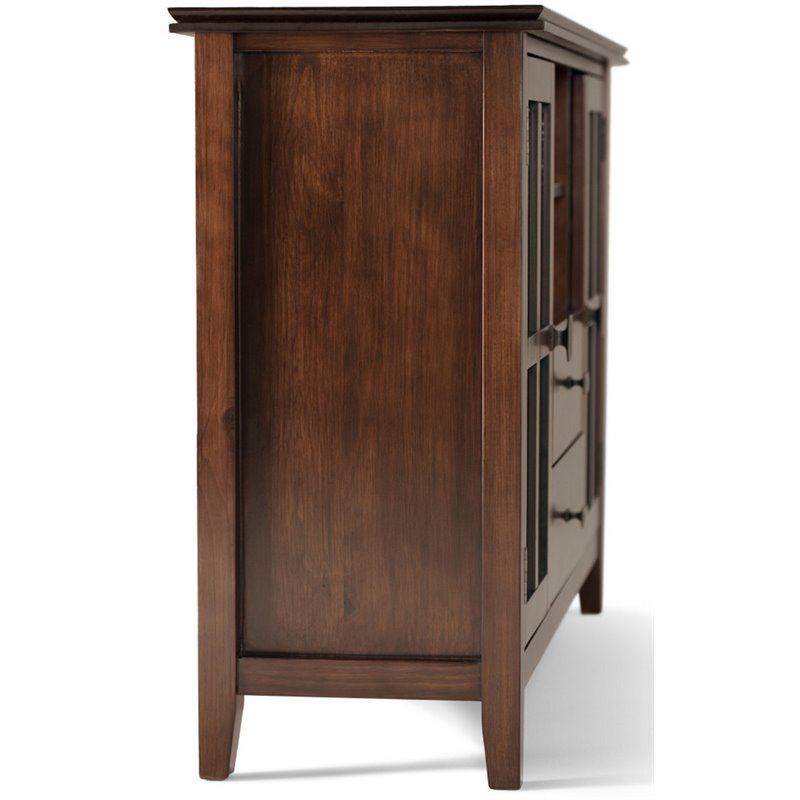 Simpli Home Artisan Wood TV Media Stand in Russet Brown For TVs up to 55