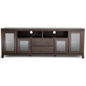 Simpli Home Cosmopolitan Solid Wood Extra Wide 72&quot TV Stand - Mahogany Brown