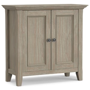 Simpli Home Amherst Solid Wood 32&quot Wide Low Storage Cabinet in Distressed Gray