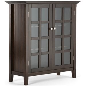 Acadian 39&quot WiD Solid Wood Transitional Storage Cabinet in Brunette Brown