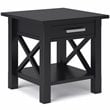 Simpli Home Kitchener Solid Wood Wide End Table with Storage in Black