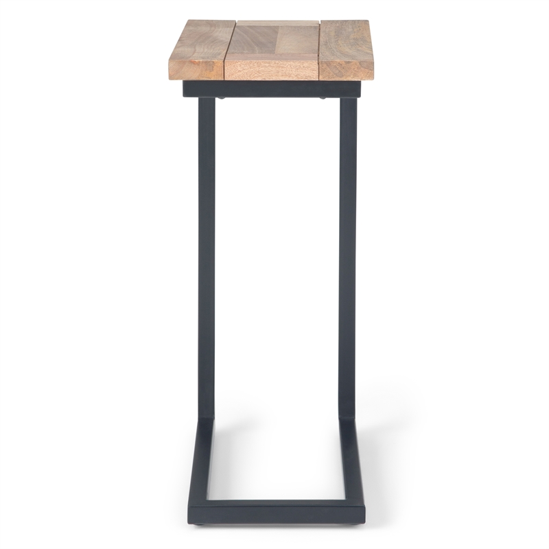 Simpli Home Skyler Modern Solid Wood C-Shape End Table in Natural and Black