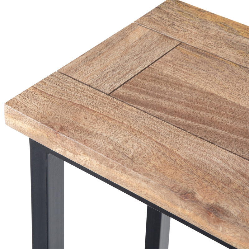 Simpli Home Skyler Modern Solid Wood C-Shape End Table in Natural and Black