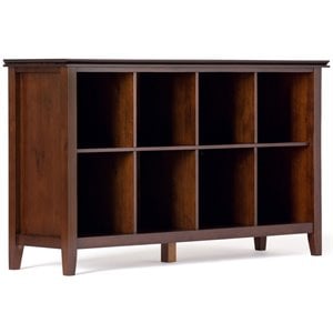 Simpli Home Artisan Wood 57&quot Transitional 8 Cube Sofa Table in Russet Brown