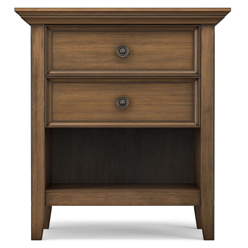 Amherst 24 inch Wide Solid Wood Transitional Bedside Table in Rustic Natural Aged Brown