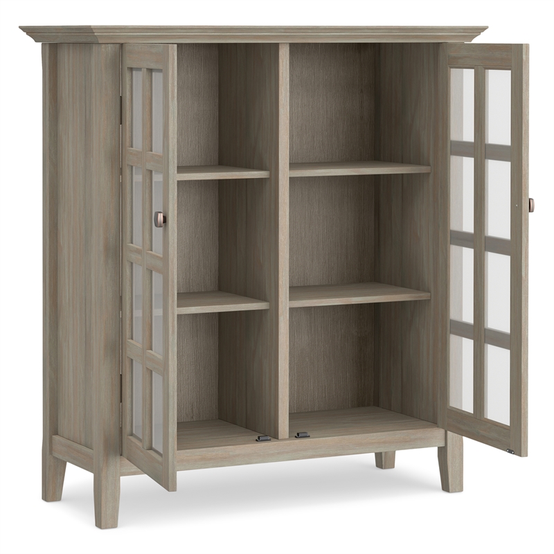 Acadian 39 inch Wide Solid Wood Transitional Storage Cabinet in Distressed Gray
