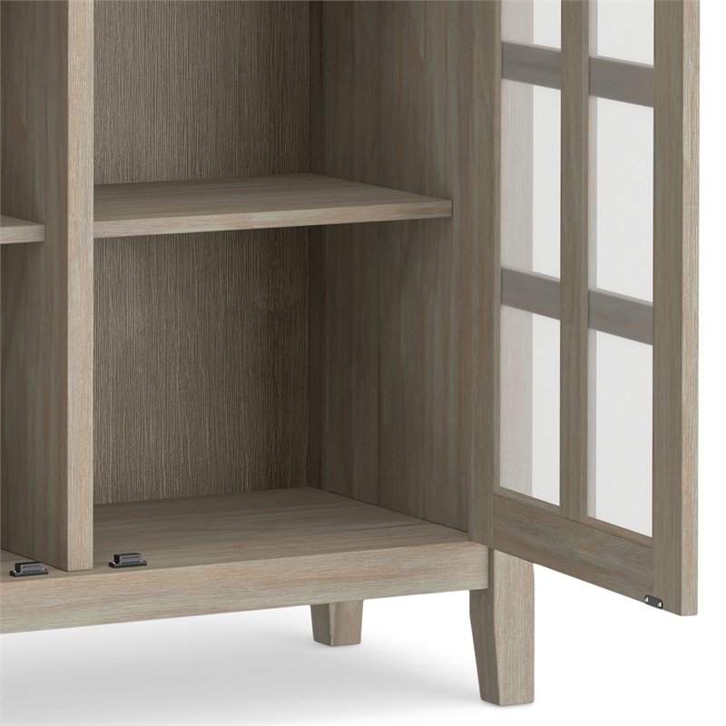 Acadian 39 inch Wide Solid Wood Transitional Storage Cabinet in Distressed Gray