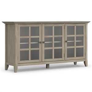 Simpli Home Acadian Wood 62&quot Transitional Cabinet in Gray