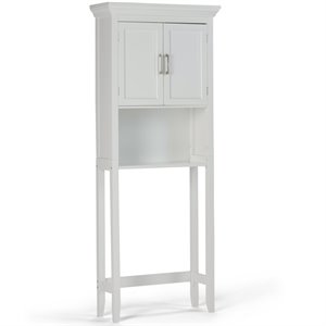 Simpli Home Avington Wood 67&quot Space Saver Bathroom Cabinet in Pure White