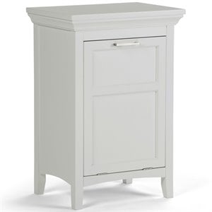 Simpli Home Avington Wood 29&quot Bathroom Storage Laundry Hamper in Pure White