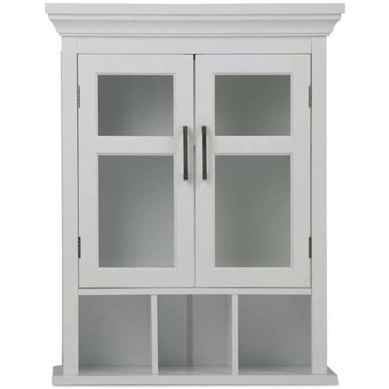 Avington Wood Double Door Wall Medicine Cabinet in Pure White