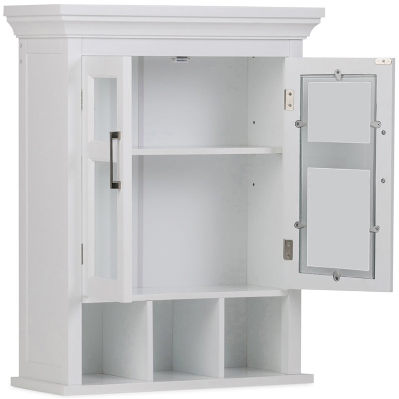 Avington Wood Double Door Wall Medicine Cabinet in Pure White