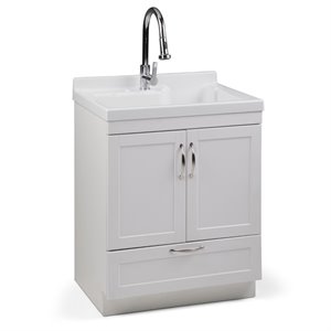 Simpli Home Maile 28&quot Laundry Sink Cabinet in White