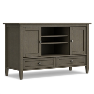 Warm Shaker Wood 47&quot Transitional TV Media Stand in Farmhouse Gray