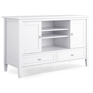 Simpli Home Warm Shaker Wood 47&quot Transitional TV Media Stand in White For TVs up to 50&quot