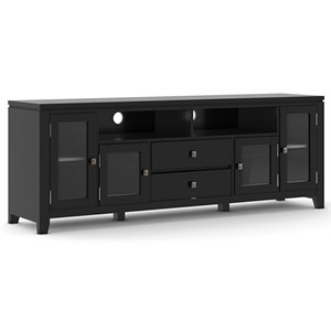 Simpli Home Cosmopolitan 72&quot Solid Wood TV Media Stand in Black