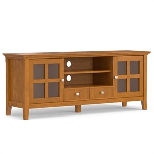 Simpli Home Acadian Wood 60&quot TV Media Stand in Golden Brown For TVs up to 65&quot