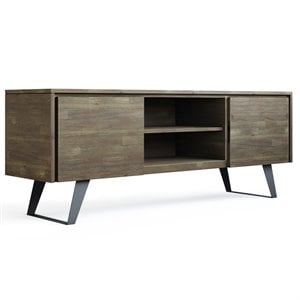 Simpli Home Lowry 63&quot Solid Acacia Wood TV Media Stand in Gray
