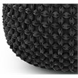Simpli Home Renee Boho Round Pouf in Slate Gray Velvet Fabric