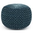Simpli Home Renee Boho Round Pouf in Teal Velvet Fabric