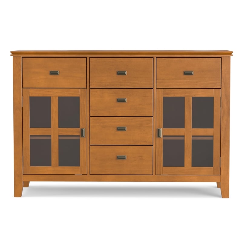 Artisan 60 inch Wide Solid Wood Transitional Sideboard Buffet in Honey Brown