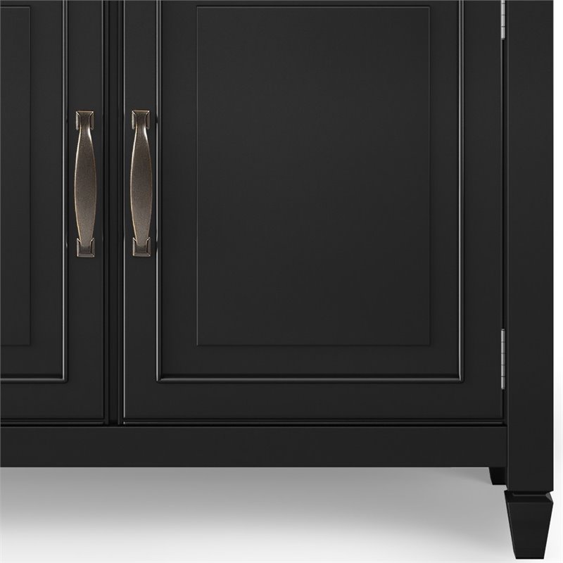 Connaught 40 inch Wide Solid Wood Traditional Entryway Storage Cabinet in Black