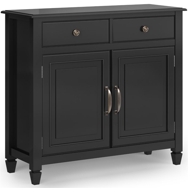 Connaught 40 inch Wide Solid Wood Traditional Entryway Storage Cabinet in Black